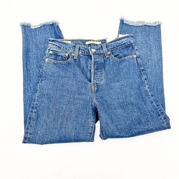 Levi's Wedgie Straight Raw Hem Button-Fly Denim Jeans Size 26 - Picture 4 of 9